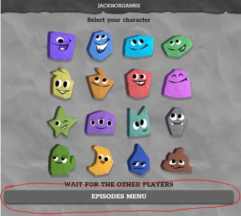 Quiplash 3 VIP controller, where avatar is selected. At bottom under cartoon characters is a dark gray 