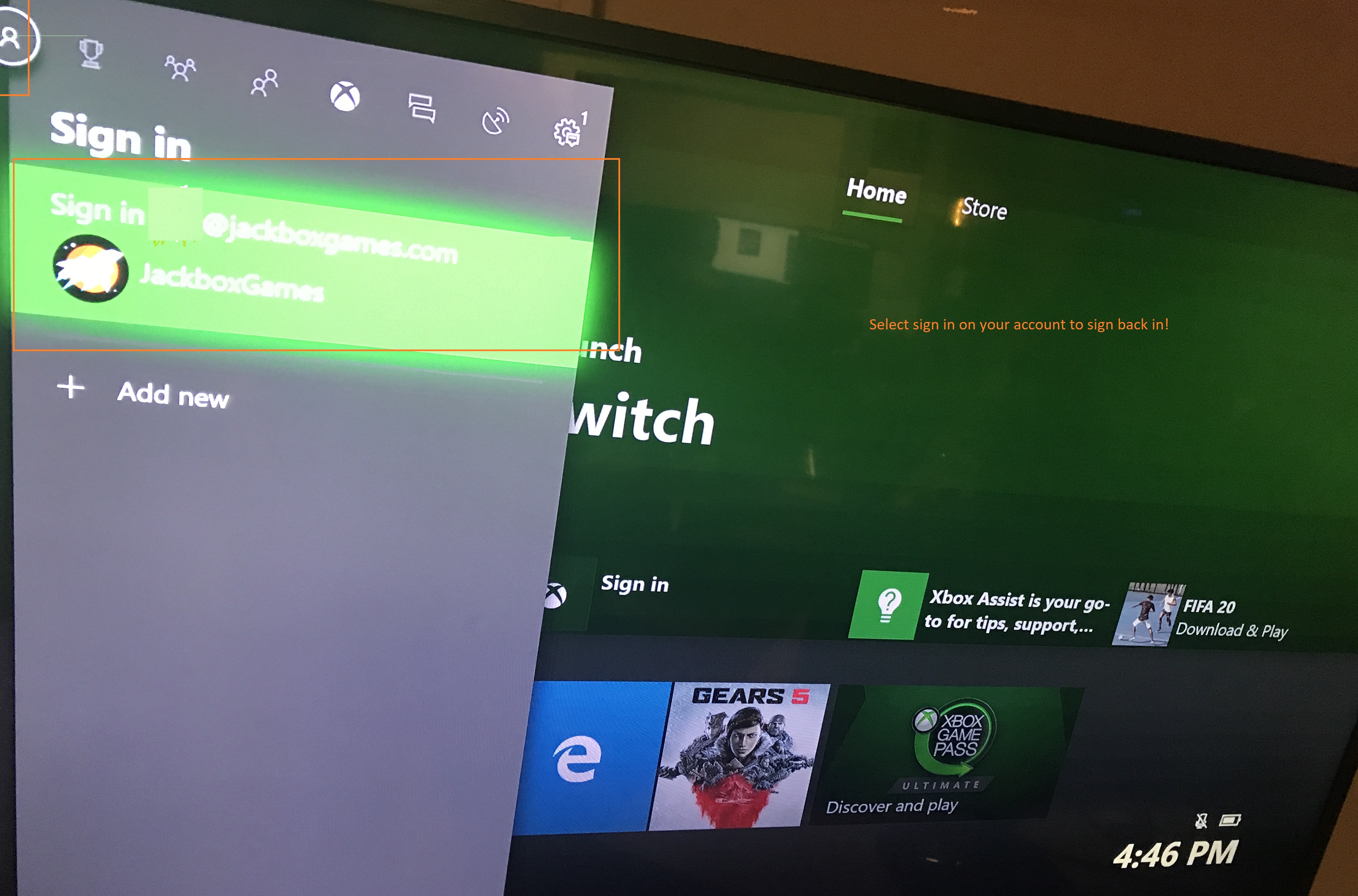 Select avatar again in top far left of top menu, then select the username and avatar on the pop up screen (at top) to sign in