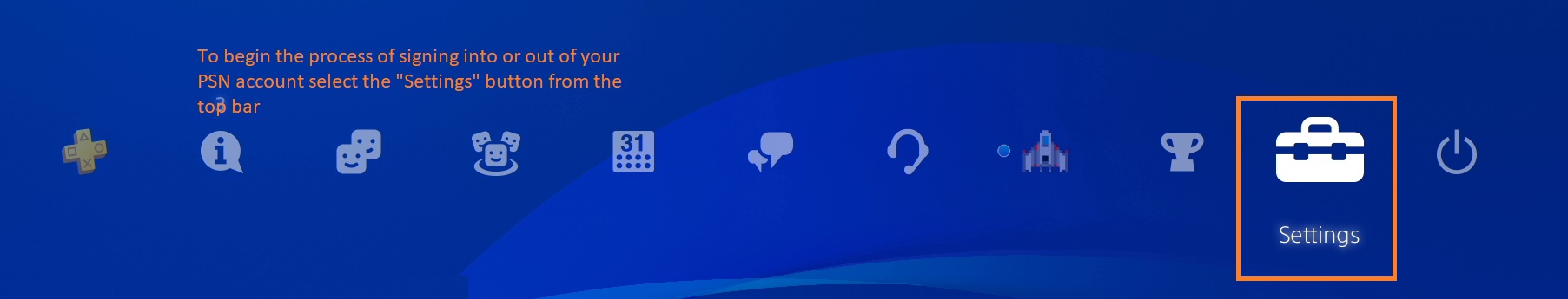 Blue PSN home menu. 