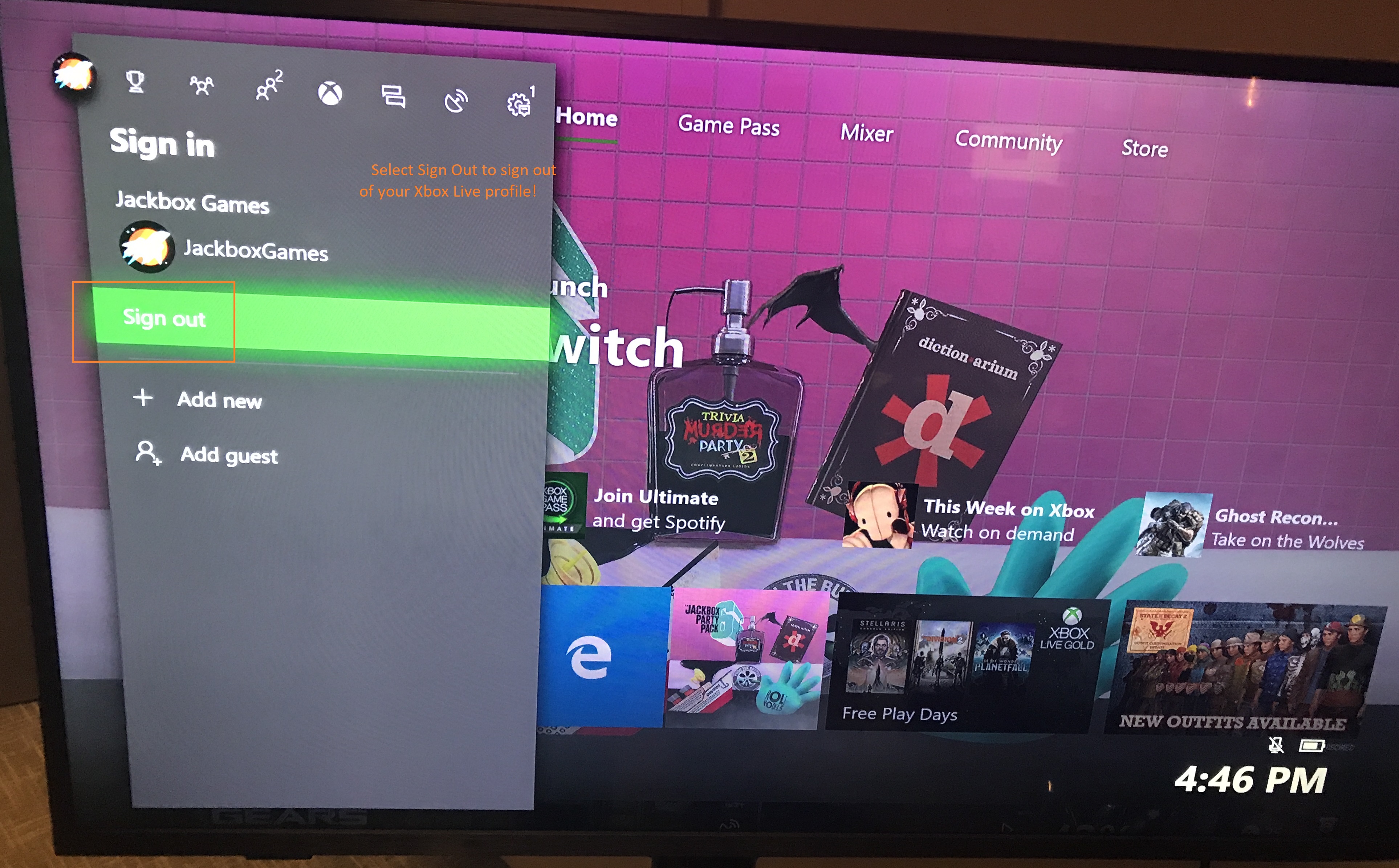 Xbox Sign In screen with account signed in. 